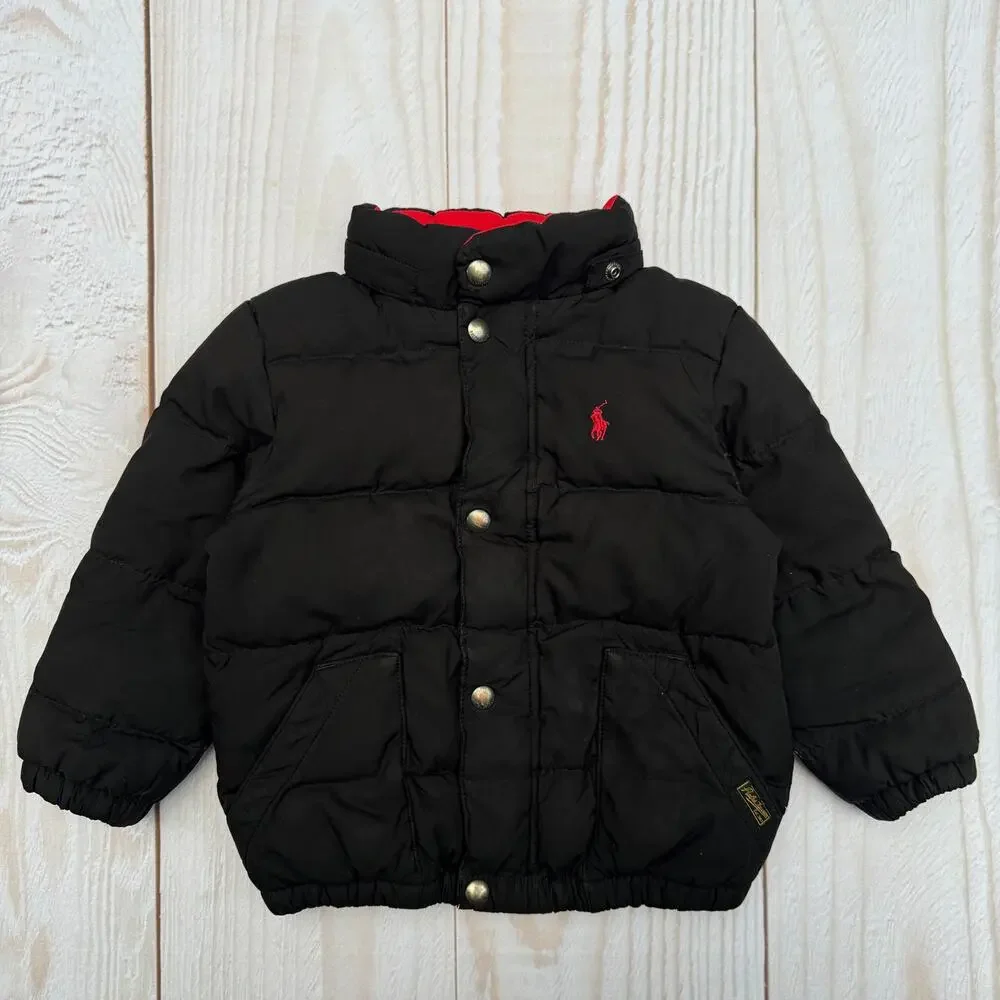 Polo Ralph Lauren Boys Toddler 3T Puffer Down Jacket Black ***No Hood***